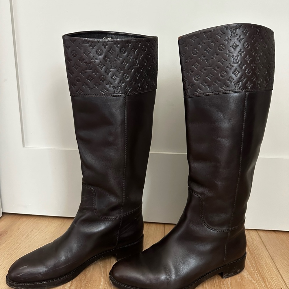 Louis Vuitton Brown Leather Knee-High Boots